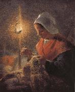 Jean Francois Millet, Sewing under the light